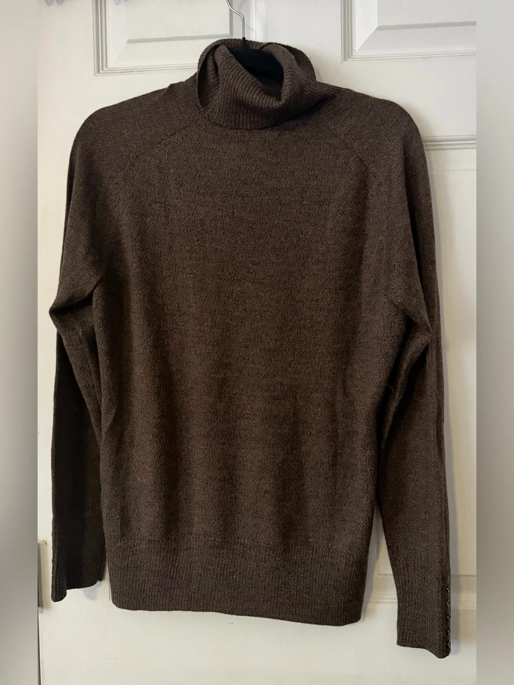 Victor Alfaro 100% Wool Brown Turtleneck Sweater Large Quiet Luxury Classic